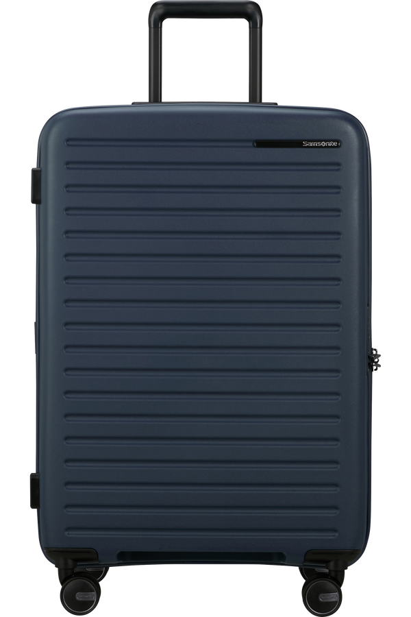 Mala de Viagem Média 68cm Expansível 4 Rodas Azul Meia-Noite - Restackd | Samsonite