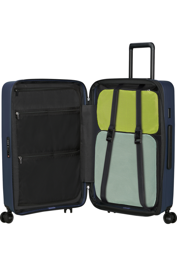 Mala de Viagem Média 68cm Expansível 4 Rodas Azul Meia-Noite - Restackd | Samsonite