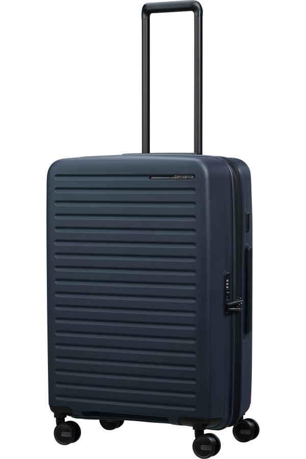 Mala de Viagem Média 68cm Expansível 4 Rodas Azul Meia-Noite - Restackd | Samsonite